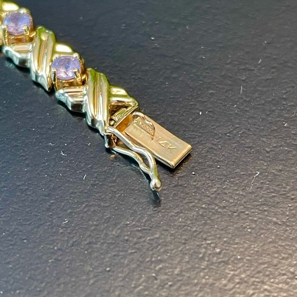 14 Karat Gold & Tanzanite Bracelet & Earrings - Picture 5 of 11